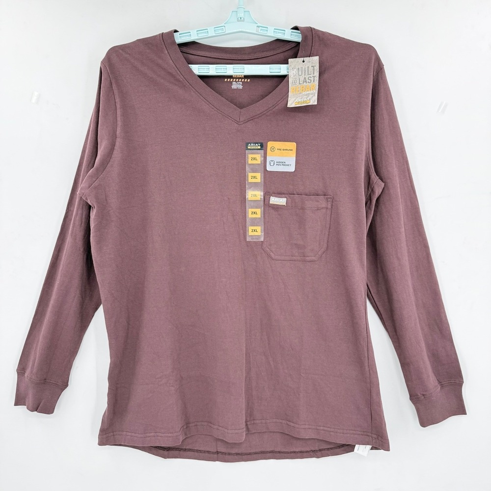 Ariat Rebar Women's Chocolate Long-Sleeve Southwest Graphic Work T-Shirt 2XL NWT